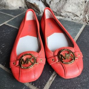 Michael Kors leather coral flats, size 7.5 M, good condition